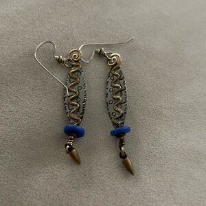 Two-tone handmade funky earrings